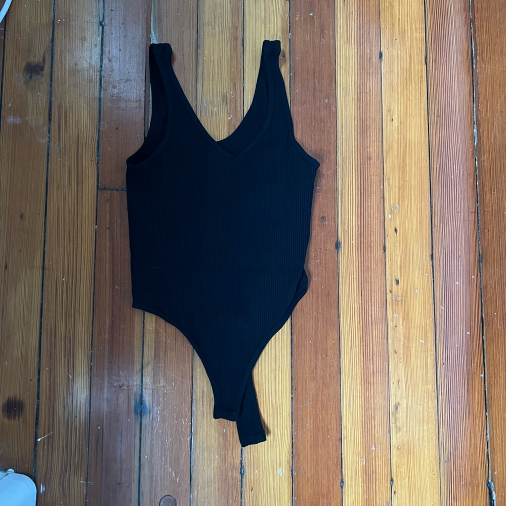 Black v-neck body suit